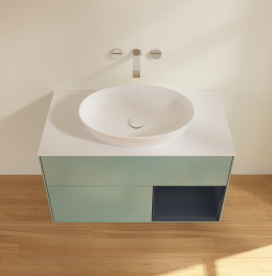 Тумба под раковину Villeroy & Boch Finion 100х50,1 см с подсветкой МДФ оливковый матовый лак/стекло белое матовое GA21HGGM