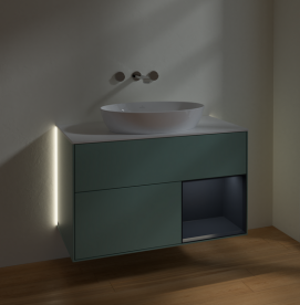 Тумба под раковину Villeroy & Boch Finion 100х50,1 см с подсветкой МДФ оливковый матовый лак/стекло белое матовое GA21HGGM