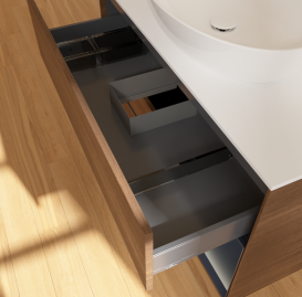 Тумба под раковину Villeroy & Boch Finion 100х50,1 см с подсветкой МДФ шпон грецкого ореха/стекло белое матовое GA21HGGN