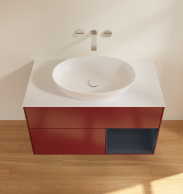 Тумба под раковину Villeroy & Boch Finion 100х50,1 см с подсветкой МДФ пион матовый лак/стекло белое матовое GA21HGHB