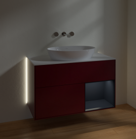 Тумба под раковину Villeroy & Boch Finion 100х50,1 см с подсветкой МДФ пион матовый лак/стекло белое матовое GA21HGHB