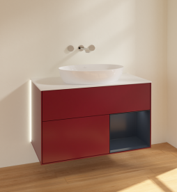 Тумба под раковину Villeroy & Boch Finion 100х50,1 см с подсветкой МДФ пион матовый лак/стекло белое матовое GA21HGHB