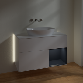 Тумба под раковину Villeroy & Boch Finion 100х50,1 см с подсветкой МДФ белый матовый лак/стекло белое матовое GA21HGMT