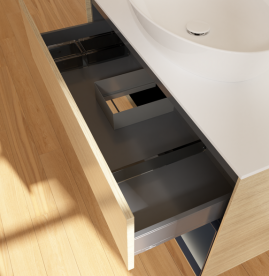 Тумба под раковину Villeroy & Boch Finion 100х50,1 см с подсветкой МДФ шпон дуба/стекло белое матовое GA21HGPC