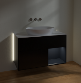 Тумба под раковину Villeroy & Boch Finion 100х50,1 см с подсветкой МДФ черный матовый лак/стекло белое матовое GA21HGPD