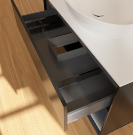 Тумба под раковину Villeroy & Boch Finion 100х50,1 см с подсветкой МДФ черный матовый лак/стекло белое матовое GA21HGPD