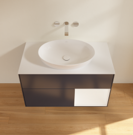 Тумба под раковину Villeroy & Boch Finion 100х50,1 см с подсветкой МДФ темно-синий матовый лак/стекло белое матовое GA21MTHG