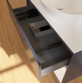 Тумба под раковину Villeroy & Boch Finion 100х50,1 см с подсветкой МДФ темно-синий матовый лак/стекло белое матовое GA21MTHG