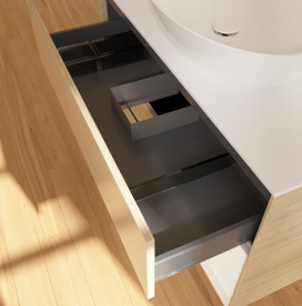 Тумба под раковину Villeroy & Boch Finion 100х50,1 см с подсветкой МДФ шпон дуба/стекло белое матовое GA21MTPC