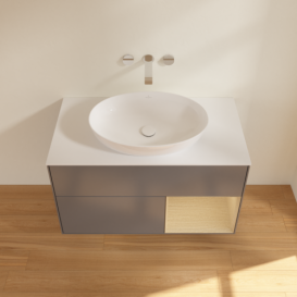 Тумба под раковину Villeroy & Boch Finion 100х50,1 см с подсветкой МДФ антрацит матовый лак/стекло белое матовое GA21PCGK