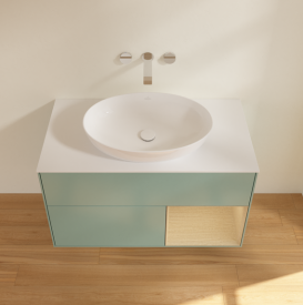 Тумба под раковину Villeroy & Boch Finion 100х50,1 см с подсветкой МДФ оливковый матовый лак/стекло белое матовое GA21PCGM