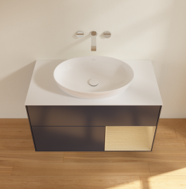 Тумба под раковину Villeroy & Boch Finion 100х50,1 см с подсветкой МДФ темно-синий матовый лак/стекло белое матовое GA21PCHG