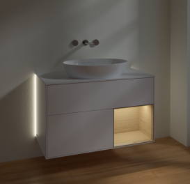 Тумба под раковину Villeroy & Boch Finion 100х50,1 см с подсветкой МДФ белый матовый лак/стекло белое матовое GA21PCMT