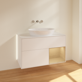 Тумба под раковину Villeroy & Boch Finion 100х50,1 см с подсветкой МДФ белый матовый лак/стекло белое матовое GA21PCMT