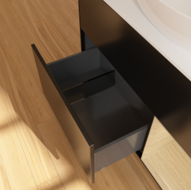 Тумба под раковину Villeroy & Boch Finion 100х50,1 см с подсветкой МДФ черный матовый лак/стекло белое матовое GA21PCPD