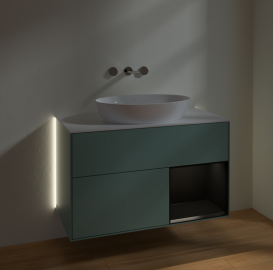 Тумба под раковину Villeroy & Boch Finion 100х50,1 см с подсветкой МДФ оливковый матовый лак/стекло белое матовое GA21PDGM