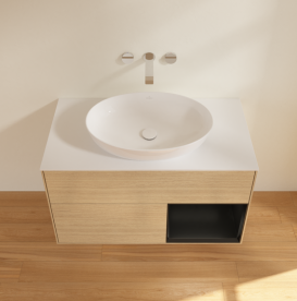 Тумба под раковину Villeroy & Boch Finion 100х50,1 см с подсветкой МДФ шпон дуба/стекло белое матовое GA21PDPC