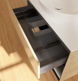 Тумба под раковину Villeroy & Boch Finion 100х50,1 см с подсветкой МДФ шпон дуба/стекло белое матовое GA21PDPC