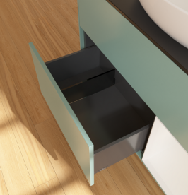 Тумба под раковину Villeroy & Boch Finion 100х50,1 см с подсветкой МДФ оливковый матовый лак/стекло черное матовое GA22GFGM