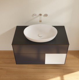 Тумба под раковину Villeroy & Boch Finion 100х50,1 см с подсветкой МДФ темно-синий матовый лак/стекло черное матовое GA22GFHG