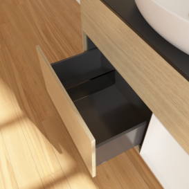 Тумба под раковину Villeroy & Boch Finion 100х50,1 см с подсветкой МДФ шпон дуба/стекло черное матовое GA22GFPC