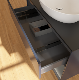 Тумба под раковину Villeroy & Boch Finion 100х50,1 см с подсветкой МДФ темно-синий матовый лак/стекло черное матовое GA22GKHG