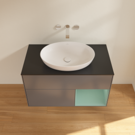 Тумба под раковину Villeroy & Boch Finion 100х50,1 см с подсветкой МДФ антрацит матовый лак/стекло черное матовое GA22GMGK