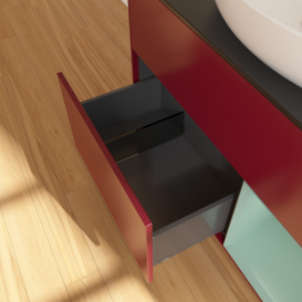 Тумба под раковину Villeroy & Boch Finion 100х50,1 см с подсветкой МДФ пион матовый лак/стекло черное матовое GA22GMHB