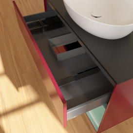 Тумба под раковину Villeroy & Boch Finion 100х50,1 см с подсветкой МДФ пион матовый лак/стекло черное матовое GA22GMHB