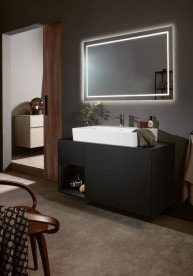 Тумба под раковину Villeroy & Boch Finion 120х50,1 см с подсветкой МДФ черный матовый лак/стекло черное матовое F162PDPD