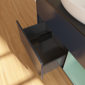 Тумба под раковину Villeroy & Boch Finion 100х50,1 см с подсветкой МДФ темно-синий матовый лак/стекло черное матовое GA22GMHG