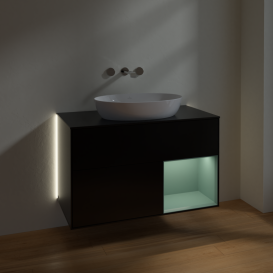 Тумба под раковину Villeroy & Boch Finion 100х50,1 см с подсветкой МДФ черный матовый лак/стекло черное матовое GA22GMPD