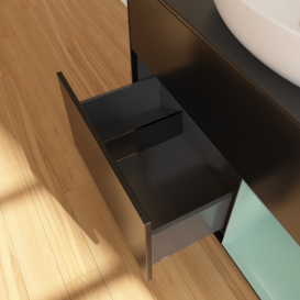 Тумба под раковину Villeroy & Boch Finion 100х50,1 см с подсветкой МДФ черный матовый лак/стекло черное матовое GA22GMPD