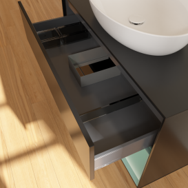 Тумба под раковину Villeroy & Boch Finion 100х50,1 см с подсветкой МДФ черный матовый лак/стекло черное матовое GA22GMPD