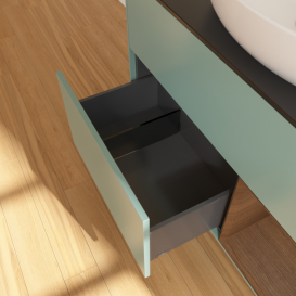 Тумба под раковину Villeroy & Boch Finion 100х50,1 см с подсветкой МДФ оливковый матовый лак/стекло черное матовое GA22GNGM