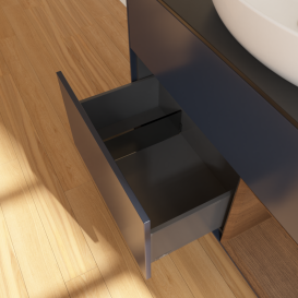 Тумба под раковину Villeroy & Boch Finion 100х50,1 см с подсветкой МДФ темно-синий матовый лак/стекло черное матовое GA22GNHG