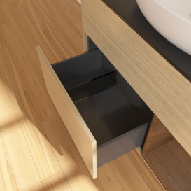 Тумба под раковину Villeroy & Boch Finion 100х50,1 см с подсветкой МДФ шпон дуба/стекло черное матовое GA22GNPC