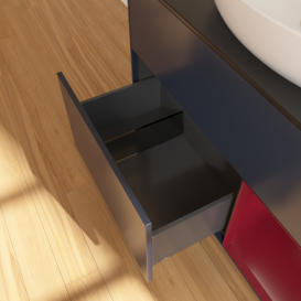 Тумба под раковину Villeroy & Boch Finion 100х50,1 см с подсветкой МДФ темно-синий матовый лак/стекло черное матовое GA22HBHG