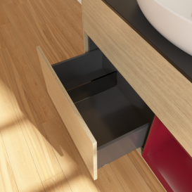 Тумба под раковину Villeroy & Boch Finion 100х50,1 см с подсветкой МДФ шпон дуба/стекло черное матовое GA22HBPC