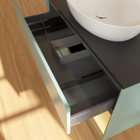 Тумба под раковину Villeroy & Boch Finion 100х50,1 см с подсветкой МДФ оливковый матовый лак/стекло черное матовое GA22HFGM