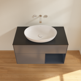 Тумба под раковину Villeroy & Boch Finion 100х50,1 см с подсветкой МДФ антрацит матовый лак/стекло черное матовое GA22HGGK