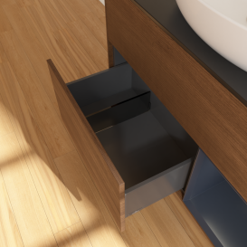 Тумба под раковину Villeroy & Boch Finion 100х50,1 см с подсветкой МДФ шпон грецкого ореха/стекло черное матовое GA22HGGN