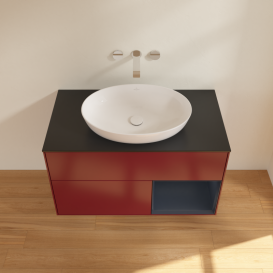 Тумба под раковину Villeroy & Boch Finion 100х50,1 см с подсветкой МДФ пион матовый лак/стекло черное матовое GA22HGHB