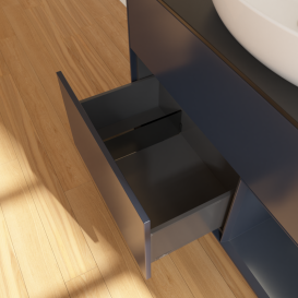 Тумба под раковину Villeroy & Boch Finion 100х50,1 см с подсветкой МДФ темно-синий матовый лак/стекло черное матовое GA22HGHG