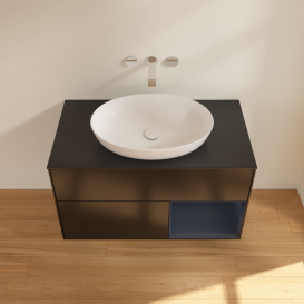 Тумба под раковину Villeroy & Boch Finion 100х50,1 см с подсветкой МДФ черный матовый лак/стекло черное матовое GA22HGPD