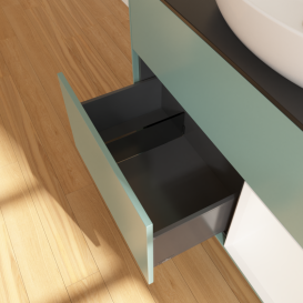 Тумба под раковину Villeroy & Boch Finion 100х50,1 см с подсветкой МДФ оливковый матовый лак/стекло черное матовое GA22MTGM