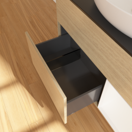 Тумба под раковину Villeroy & Boch Finion 100х50,1 см с подсветкой МДФ шпон дуба/стекло черное матовое GA22MTPC