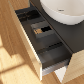 Тумба под раковину Villeroy & Boch Finion 100х50,1 см с подсветкой МДФ шпон дуба/стекло черное матовое GA22MTPC