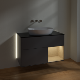 Тумба под раковину Villeroy & Boch Finion 100х50,1 см с подсветкой МДФ антрацит матовый лак/стекло черное матовое GA22PCGK