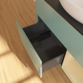 Тумба под раковину Villeroy & Boch Finion 100х50,1 см с подсветкой МДФ оливковый матовый лак/стекло черное матовое GA22PCGM